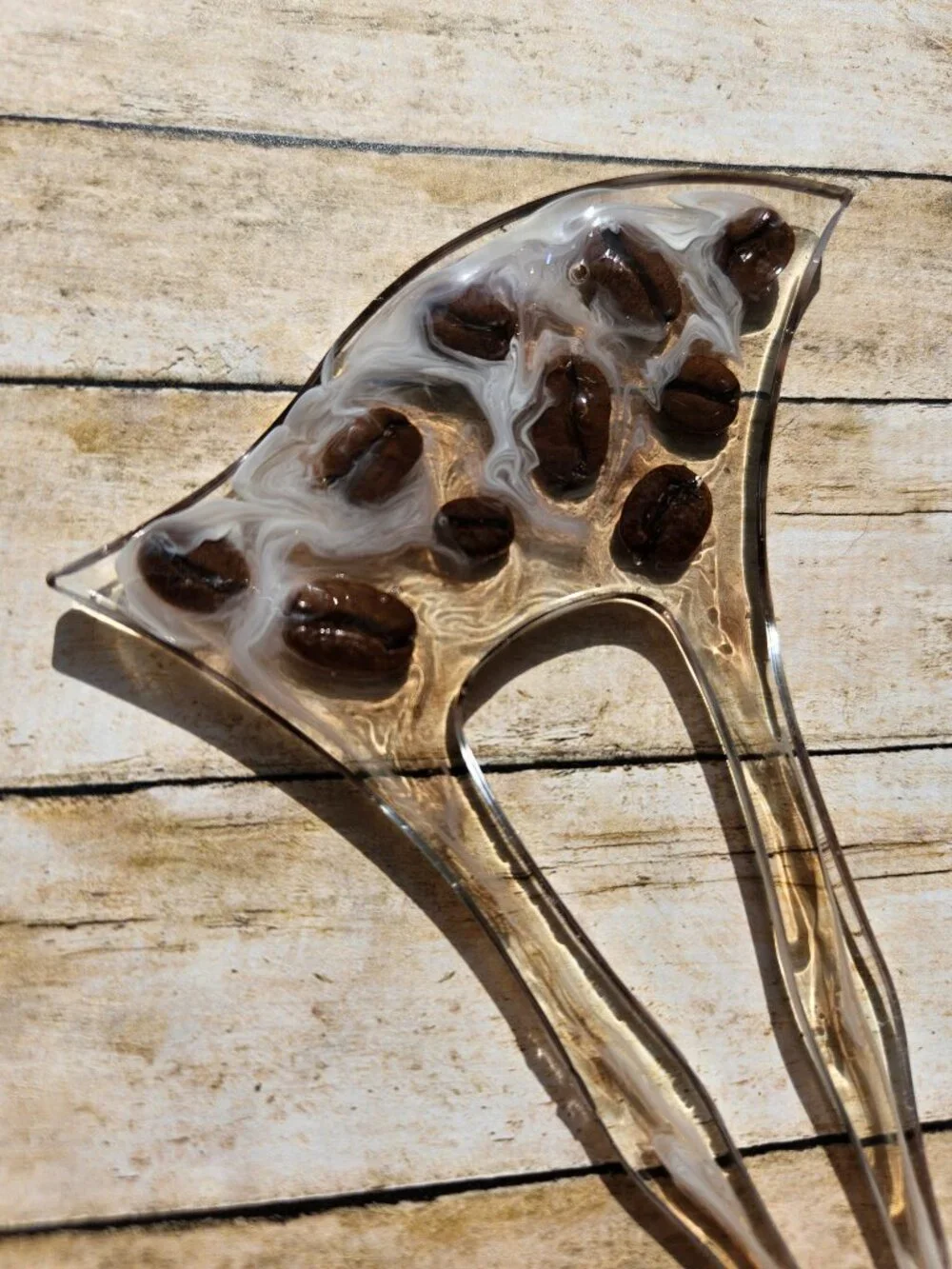 Coffee Time Hair Fork Hair Stick Real Beans